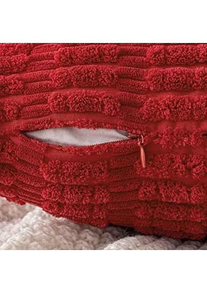 2 Kırmızı Kadife Dekoratif Atış Yastık Paketi Yumuşak Boho Çizgili Yastık Kapakları Modern Çiftlik Evi Ev Dekor (Yurt Dışından) fiyatları