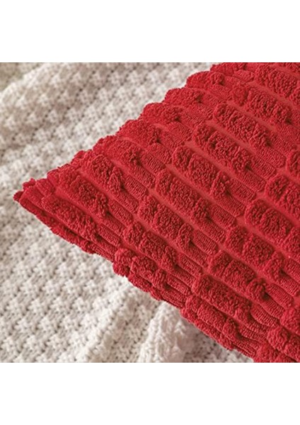 2 Kırmızı Kadife Dekoratif Atış Yastık Paketi Yumuşak Boho Çizgili Yastık Kapakları Modern Çiftlik Evi Ev Dekor (Yurt Dışından) fırsatları