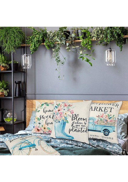 Bahar Yastığı Kapakları 18X18INCH Atma Yastık Kılıfı 4 Çiftlik Evi Yastık Kılıfı Ev Dekorasyonu (Yurt Dışından) modelleri