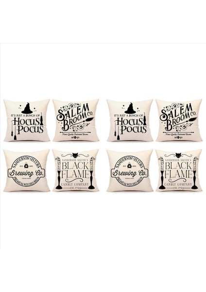 Cadılar Bayramı Dekor Yastığı 18X18 Set 8 Dekorasyon Çiftlik Evi Dış Mekan Yastıkları Dekoratif Atma Yastık Kılıfı (Yurt Dışından)