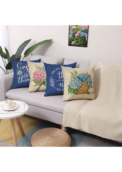 Bahar Yastığı Kapakları 18 x 18 Set 4 Yay Dekorasyonu Çiftlik Evi Yastıklar Ev Dekoru Çörek Kanepe Yastık Kılıfı A (Yurt Dışından) fırsatları