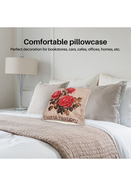 Vintage Çiçek/çiçek Keten Dekoratif Atış Yastık Kılıfı Yastık Kapağı Ev Kanepe Dekoratif (3 Gül) (Yurt Dışından) modelleri