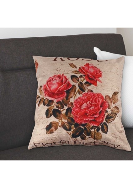 Vintage Çiçek/çiçek Keten Dekoratif Atış Yastık Kılıfı Yastık Kapağı Ev Kanepe Dekoratif (3 Gül) (Yurt Dışından) fırsatları