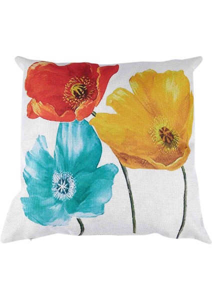 2 Adet Keten Kare Dekoratif Atma Yastık Kılıfı Yastık Kapağı Büyüleyici Trikolor Haşhaş Çiçekleri 45X45CM &amp Rose (Yurt Dışından) fiyatları