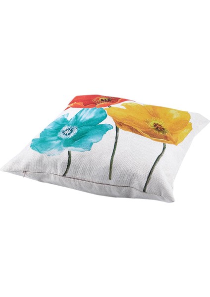 2 Adet Keten Kare Dekoratif Atma Yastık Kılıfı Yastık Kapağı Büyüleyici Trikolor Haşhaş Çiçekleri 45X45CM &amp Rose (Yurt Dışından) modelleri