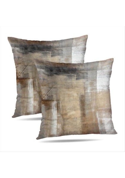 Kahverengi Sanat Boyama Estetik Modern Squarecorativepillow Kanepe Kanepesi Için Yumuşak Atış Yastıklarını Kapsar 2 Set (Yurt Dışından)