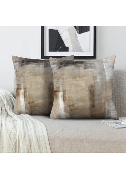 Kahverengi Sanat Boyama Estetik Modern Squarecorativepillow Kanepe Kanepesi Için Yumuşak Atış Yastıklarını Kapsar 2 Set (Yurt Dışından) fırsatları