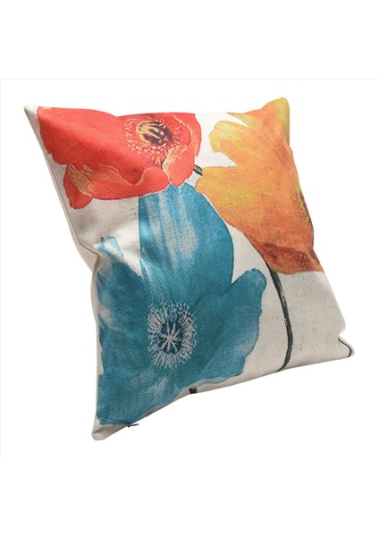 Keten Kare Dekoratif Atma Yastık Kılıfı Yastık Kapağı Büyüleyici Güzel Üç Renkli Kırmızı Sarı Mavi Haşhaş Çiçekler Yıldönümü Günü Mevcut 45X45CM (Yurt Dışından) fiyatları