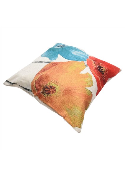 Keten Kare Dekoratif Atma Yastık Kılıfı Yastık Kapağı Büyüleyici Güzel Üç Renkli Kırmızı Sarı Mavi Haşhaş Çiçekler Yıldönümü Günü Mevcut 45X45CM (Yurt Dışından) modelleri