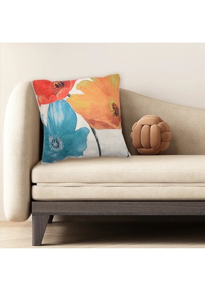 Keten Kare Dekoratif Atma Yastık Kılıfı Yastık Kapağı Büyüleyici Güzel Üç Renkli Kırmızı Sarı Mavi Haşhaş Çiçekler Yıldönümü Günü Mevcut 45X45CM (Yurt Dışından) indirimleri