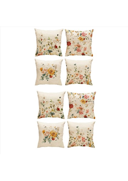 Bahar Yastığı Kapakları 18X18 Set 8 Çiftlik Bahçesi Yastığı Yastığı Bahar Süslemeleri Çiçek Yastık Kılıfı Ev Dekor (Yurt Dışından)