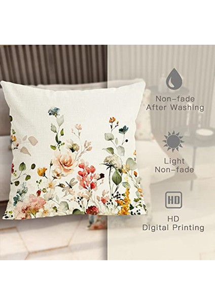 Bahar Yastığı Kapakları 18X18 Set 8 Çiftlik Bahçesi Yastığı Yastığı Bahar Süslemeleri Çiçek Yastık Kılıfı Ev Dekor (Yurt Dışından) fiyatları