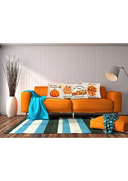 Sonbahar Dekoru Için Yastık Kapakları 18X18 Set 4 Farmhouse Sonbahar Dekorasyonları Şükran Günü Ev Dekoru Atma Yastıkları (Yurt Dışından) fiyatları