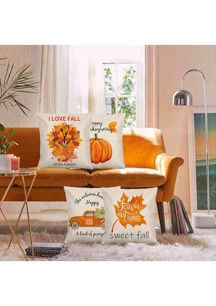 Sonbahar Dekoru Için Yastık Kapakları 18X18 Set 4 Farmhouse Sonbahar Dekorasyonları Şükran Günü Ev Dekoru Atma Yastıkları (Yurt Dışından) modelleri