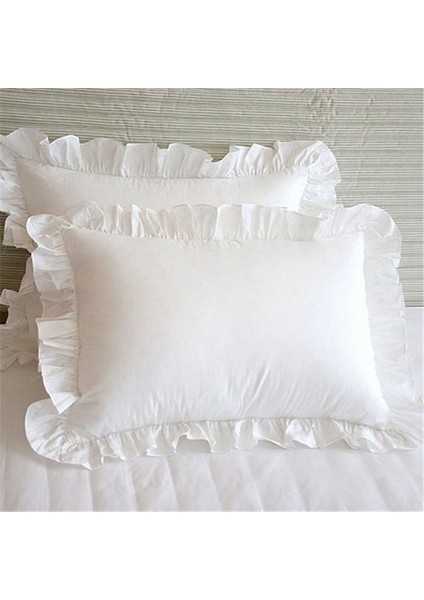 2x% 100 Pamuk Fırfır Yastık Kılıfı Fırfırlı Yastık Kapağı Beyaz Yastık Kılıfı (Yurt Dışından) fiyatları