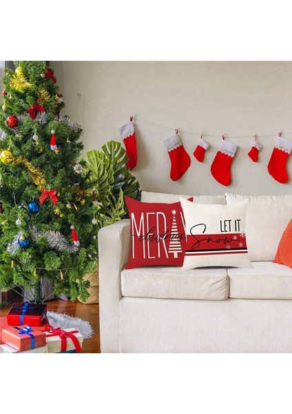 18X18 Inç Çiftlik Keten Yastık Kaplar Dekorasyon Kanepesi Için Kare Noel Yastık Kılıfı (Yurt Dışından) modelleri