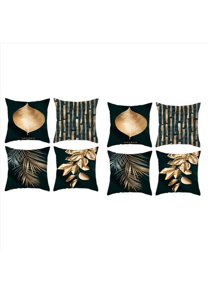 8 Adet Altın Geometrik Yastık Kılıfı 45X45CM Sandalye Kanepe Dekoratif Yastık Kapağı Için Yastık Kılıfı (Yurt Dışından)