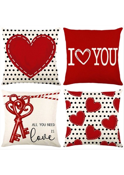 Sevgililer Günü Yastığı Kapakları 4 Kalp Kilidi Sevgililer Günü Süslemeleri Kanepe Için Yastık Kapakları Atın (Yurt Dışından)