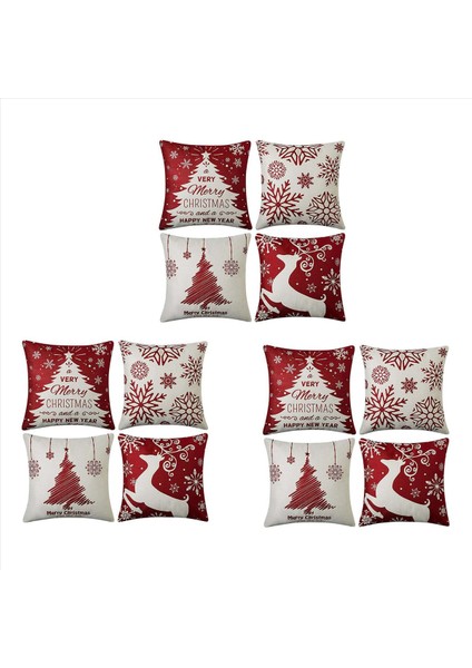 Noel Yastığı 18X18 Set 12 Çiftlik Evi Için Noel Dekoru Noel Dekorasyonları Ev Için Yastık Kılıfı Atıyor (Yurt Dışından)