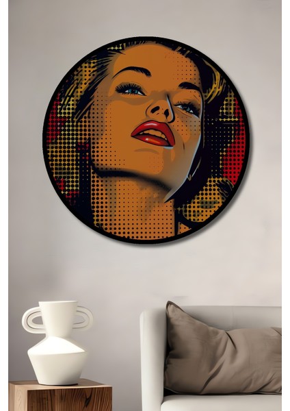 Çerçeve Görünümlü Pop Art Marilyn Monroe Dekoratif Ahşap Mdf Ev Duvar Tablo Yuvarlak Ev Duvar Tablo