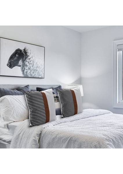 2 Çiftlik Evi Dekor Stripe Patchwork Keten Boho Tırtı Yastık Kapakları Modern Yastık Kapakları 18X18 Inç (Yurt Dışından) fırsatları