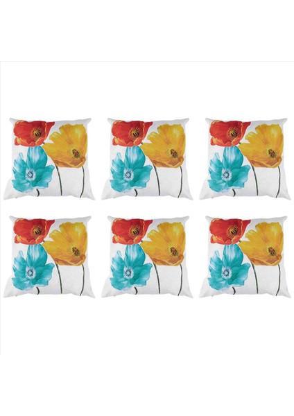 6x Keten Kare Atma Yastık Kılıfı Yastık Kapağı Büyüleyici Trikolor Haşhaş Çiçekleri Yıldönümü Günü Mevcut (Yurt Dışından)