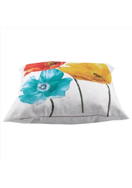 6x Keten Kare Atma Yastık Kılıfı Yastık Kapağı Büyüleyici Trikolor Haşhaş Çiçekleri Yıldönümü Günü Mevcut (Yurt Dışından) fırsatları
