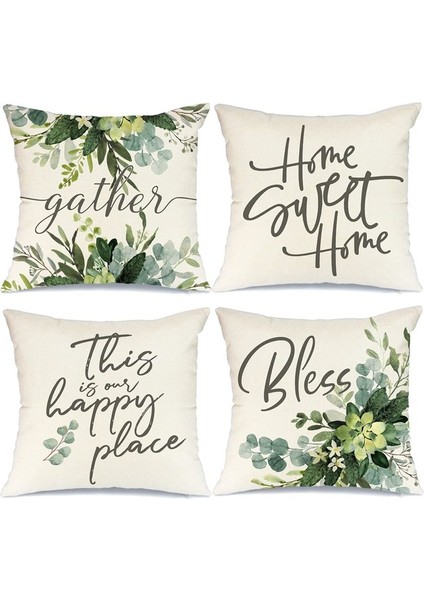 Bahar Yastığı Kapakları 18X18 Set 4 Çiftlik Bahçesi Yastıklar Yastıklar Bahar Dekorasyonları Yastık Kılıfı Kanepe Için Ev Dekor (Yurt Dışından)