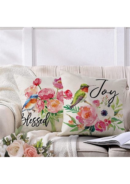 Bahar Yastığı Kapakları 18X18 Set 4 Yay Dekorasyonu Yastık Kılıfı Çiftlik Evi Yastık Atma Yastığı Kapakları Ev Kanepe Dekor (Yurt Dışından) fırsatları