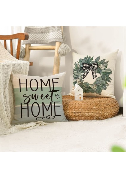 Bahar Yastığı 18 x 18 Set 4 Yay Süslemeleri Okaliptüs Çiftlik Evi Atma Yastık Yastık Kılıfı Kanepe (Yurt Dışından) fiyatları