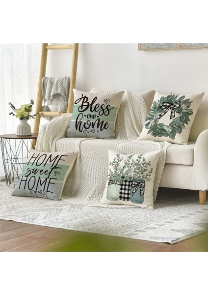 Bahar Yastığı 18 x 18 Set 4 Yay Süslemeleri Okaliptüs Çiftlik Evi Atma Yastık Yastık Kılıfı Kanepe (Yurt Dışından) modelleri