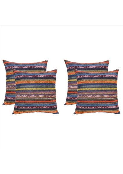 4 Bohem Atma Yastık Seti Kapaklar Dekoratif Boho Meksika Retro Şerit Çok Renkli Yastık Kılıfları Kanepe Için 18X18INCH (Yurt Dışından)