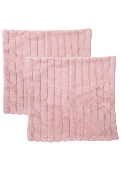 Kürk Peluş Pembe Atma Yastıkları Kaplar Bulanık Çizgili Yastık Kılıfı Yastık Kapakları 18 x 18 Inç Dekor Kanepe Yatak Odası B (Yurt Dışından)