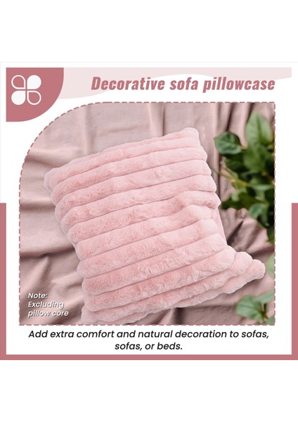 Kürk Peluş Pembe Atma Yastıkları Kaplar Bulanık Çizgili Yastık Kılıfı Yastık Kapakları 18 x 18 Inç Dekor Kanepe Yatak Odası B (Yurt Dışından) fırsatları