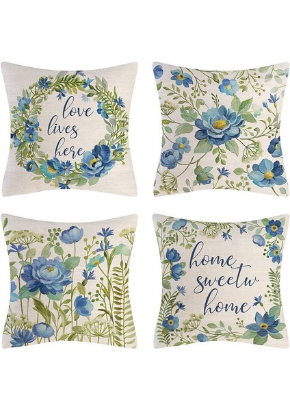 Bahar Yastık 18X18 Set 4 Çiftlik Evi Atma Yastıklar Bahar Süslemeleri Kanepe Kanepe Için Çiçek Ev Dekor (Yurt Dışından)