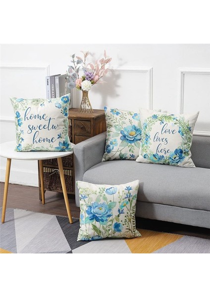 Bahar Yastık 18X18 Set 4 Çiftlik Evi Atma Yastıklar Bahar Süslemeleri Kanepe Kanepe Için Çiçek Ev Dekor (Yurt Dışından) fiyatları