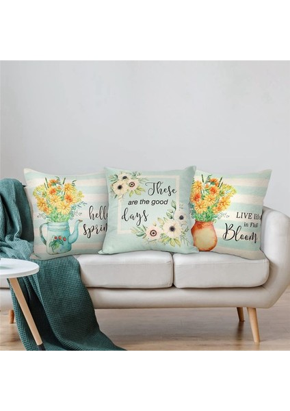 Bahar Yastığı Kapakları 18X18 Set 4 Bahar Dekorasyonu Çiçek Çiftlik Evi Atma Yastığı Kapakları Ev Kanepe Dekor (Yurt Dışından) fiyatları