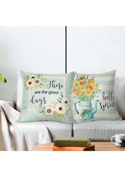 Bahar Yastığı Kapakları 18X18 Set 4 Bahar Dekorasyonu Çiçek Çiftlik Evi Atma Yastığı Kapakları Ev Kanepe Dekor (Yurt Dışından) modelleri