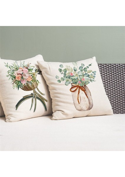 Bahar Yastığı Kapakları 18X18 Set 4 Bahar Süslemesi Okaliptüs Çiftlik Evi Yastık Atma Ev Çekim Dekor Yastık Kılıfı (Yurt Dışından) modelleri