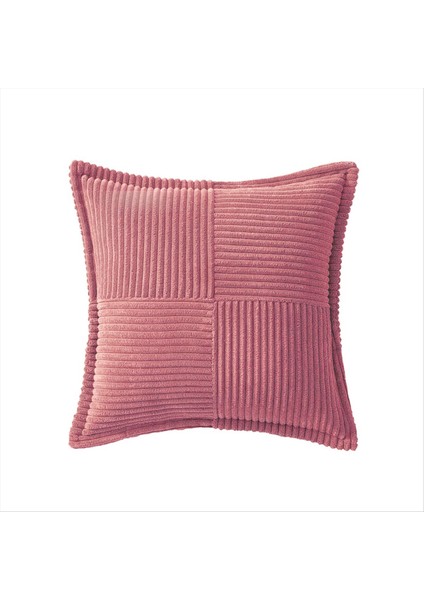 Kadife Yastık Kapakları Ekleme Yumuşak Kanepe Yastık Kapakları Geniş Çizgili Dekoratif Dokulu Yastık Pembe (Yurt Dışından)