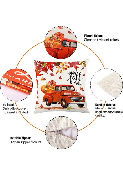 Sonbahar Yastığı Kapakları 18X18 Set 4 Dış Mekan Atma Yastığı Çiftlik Evi Şükran Günü Dekorasyonları Ev Dekoru (Yurt Dışından) fiyatları