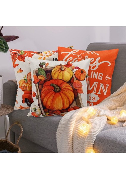 Sonbahar Yastığı Kapakları 18X18 Set 4 Dış Mekan Atma Yastığı Çiftlik Evi Şükran Günü Dekorasyonları Ev Dekoru (Yurt Dışından) fırsatları