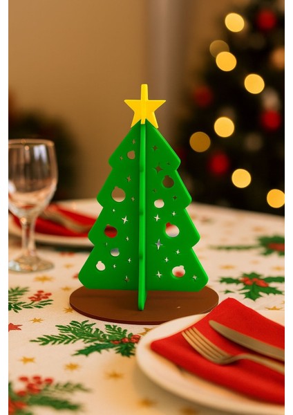 3D Baskı Yılbaşı Ağaç ve Hediye Seti – Dekoratif Masa Üstü Süs