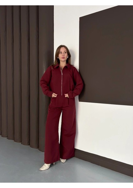 Trenç Takım Alt Üst Bordo Ons