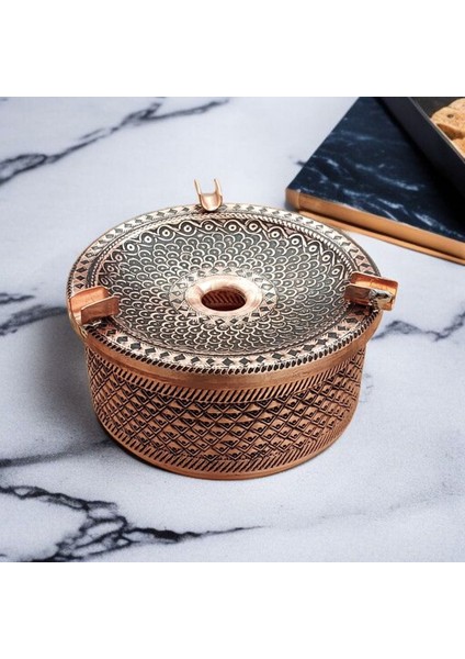 Bakır Küllük Bakır Kültabağı Kül Tabağı Oyma El Işlemeli Küllük Yanma Yapışma Koku Yapmaz