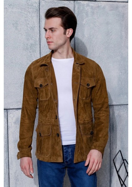 Erkek Safari Düğmeli Hakiki Deri Taba Süet Ceket fiyatları