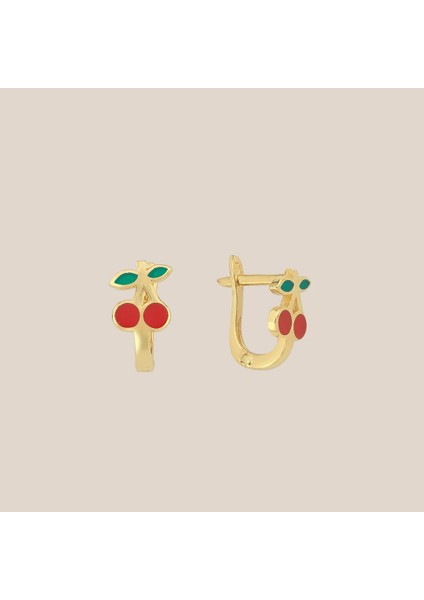 Mineli Kiraz Altın Çocuk Küpesi