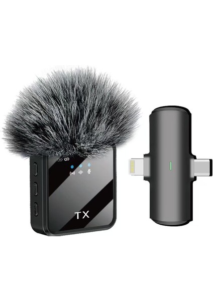 Çift Mini Kablosuz Kulaklık Mikrofonu Type-C Lightning Gürültü Azaltma ve Küçük Yaka Klipsli Mini Mikrofon Kayıt, Vlog, Youtube, Tiktok Için