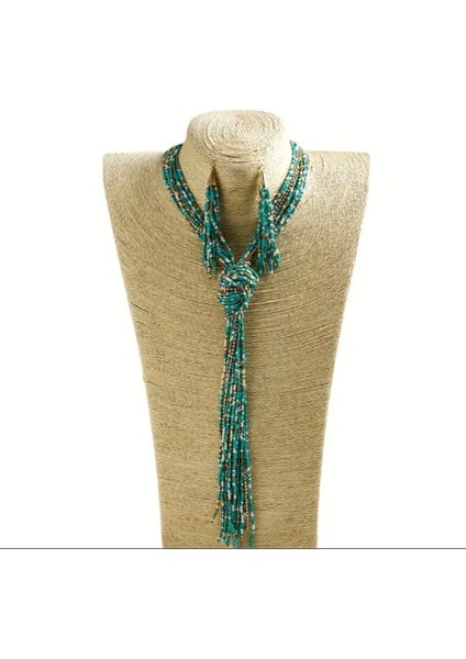 Yeni Bohem Tarzı Kadın Kolye & Küpe Seti