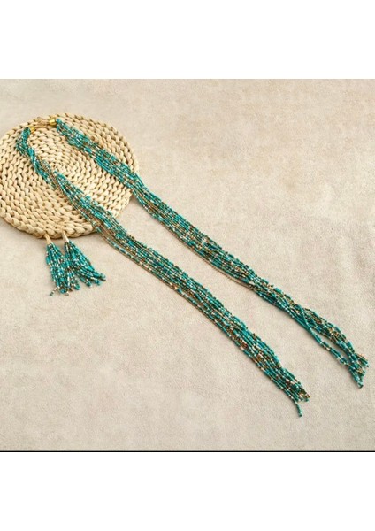 Yeni Bohem Tarzı Kadın Kolye & Küpe Seti